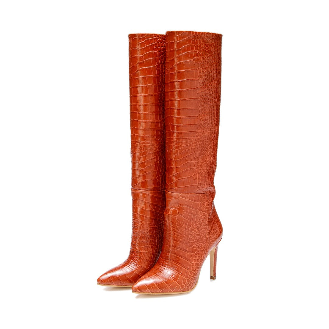 Cizme Khaite Brown din piele naturala