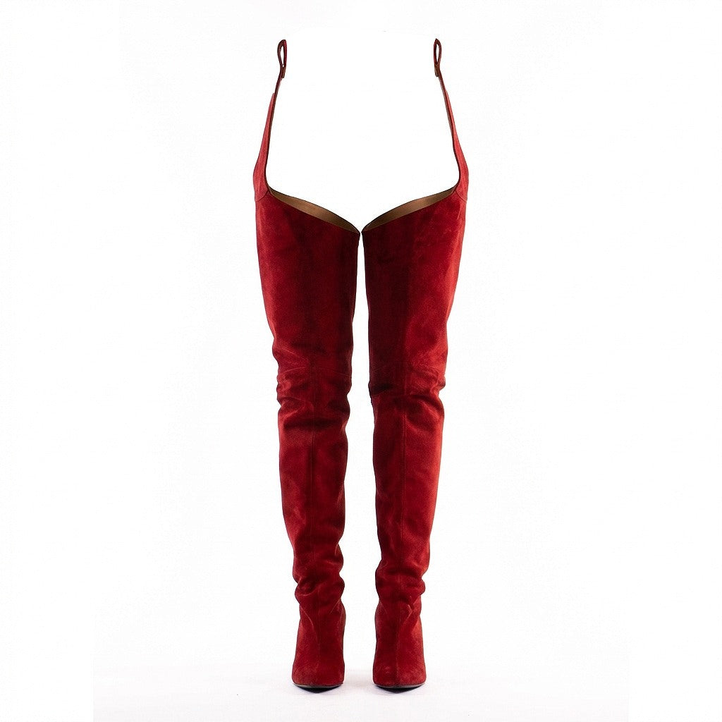 24h Cizme Lungi din Piele Naturala Coo Red