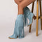 Ciocate dama piele intoarsa Joo Baby Blue franjuri