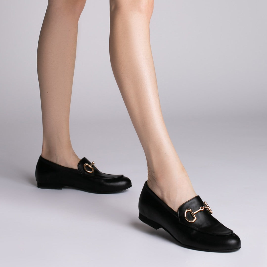 24h Pantofi Nami Black din piele naturala
