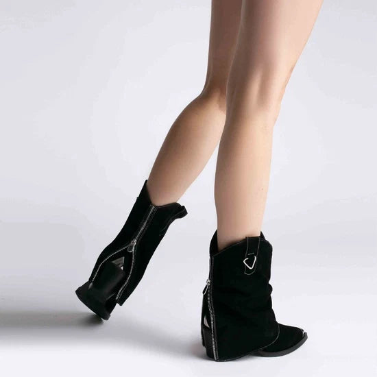 Ciocate din piele cu fermoar metalic Black Quinn