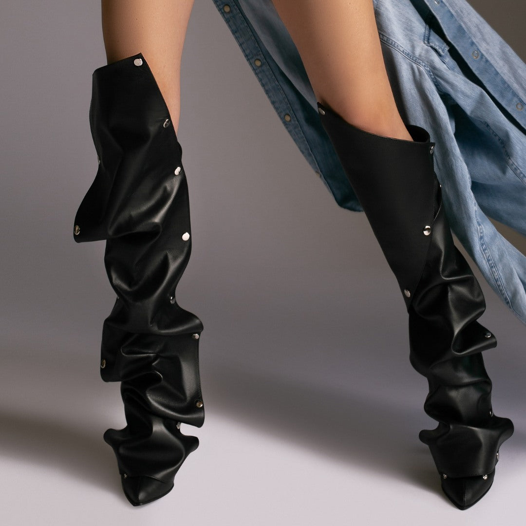 Cizme Annia Black din Piele Naturala