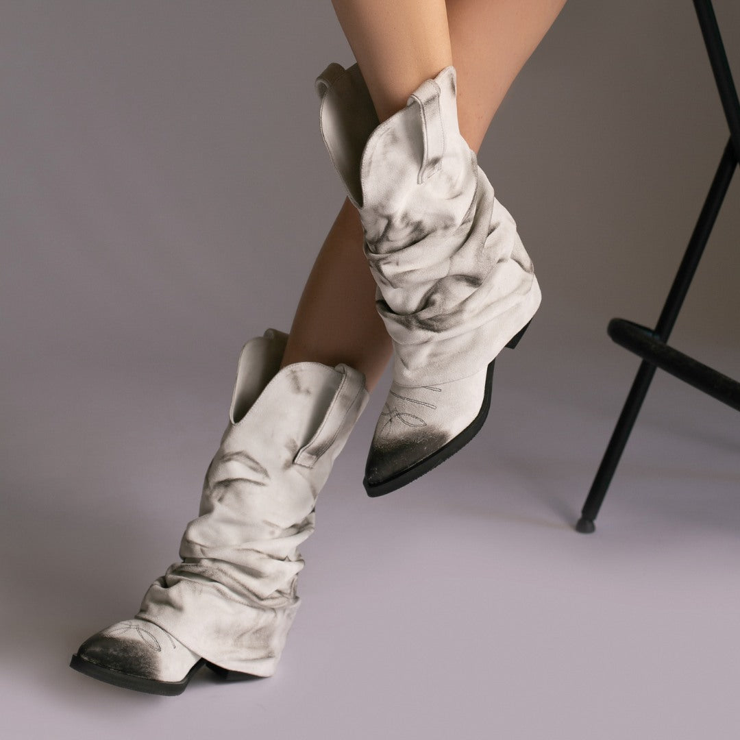 Ciocate piele intoarsa de dama Mini Myko White