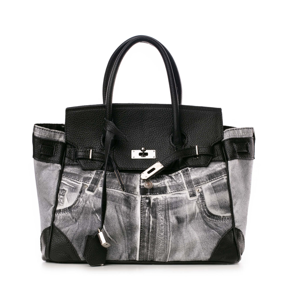 Geanta din piele naturala si denim Myko Daily