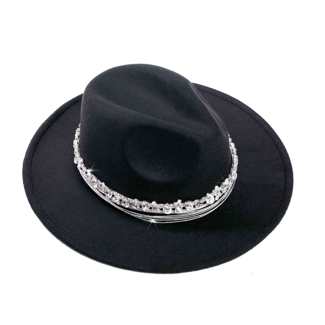 Palarie Neagra cu Bentita de Pietre