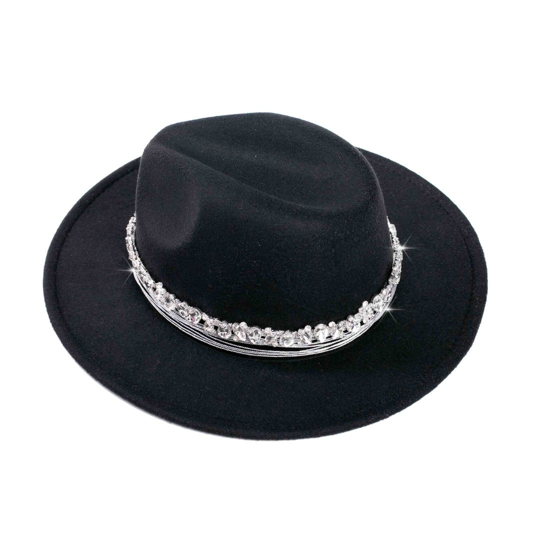 Palarie Neagra cu Bentita de Pietre