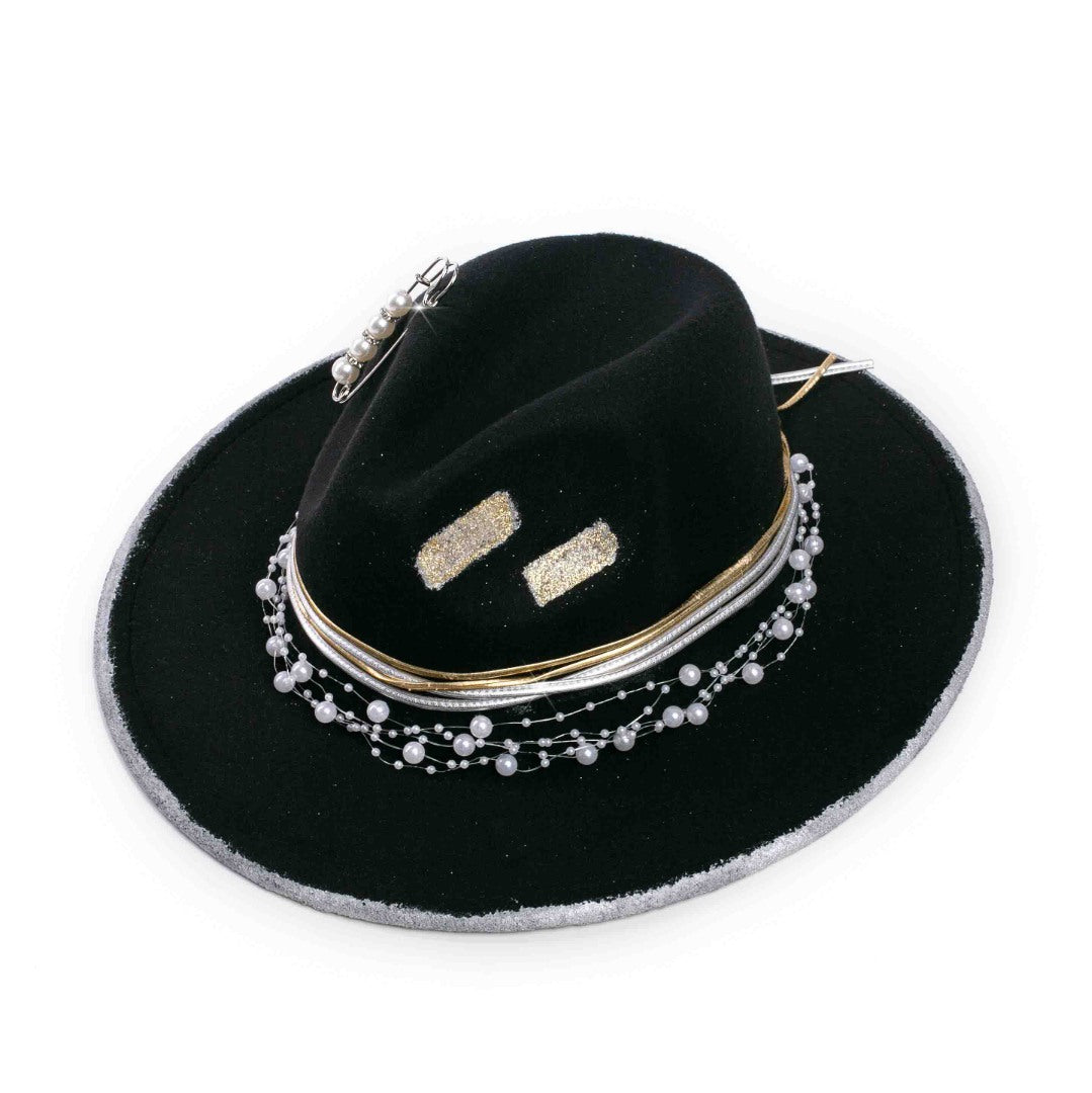 Palarie Neagra cu Perle