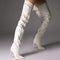 Cizme Lungi Pocket White din Piele