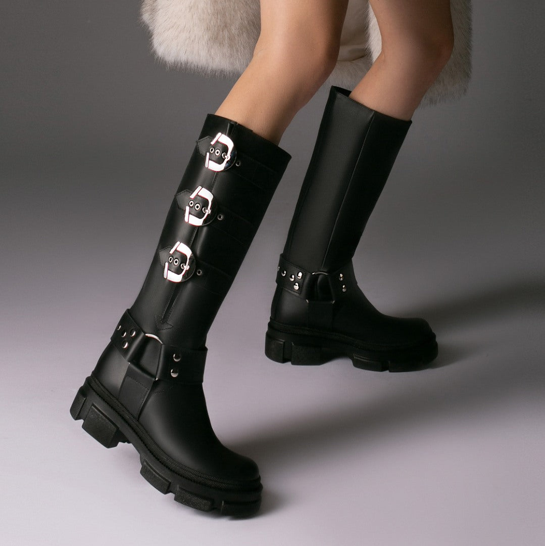 Bocanci Inalti Dama Ghadi din Piele