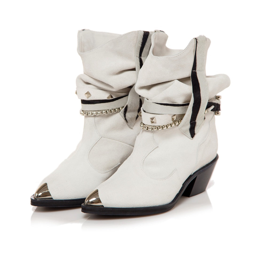 Ciocate / Botine Dama cu model fronsat Bellem White