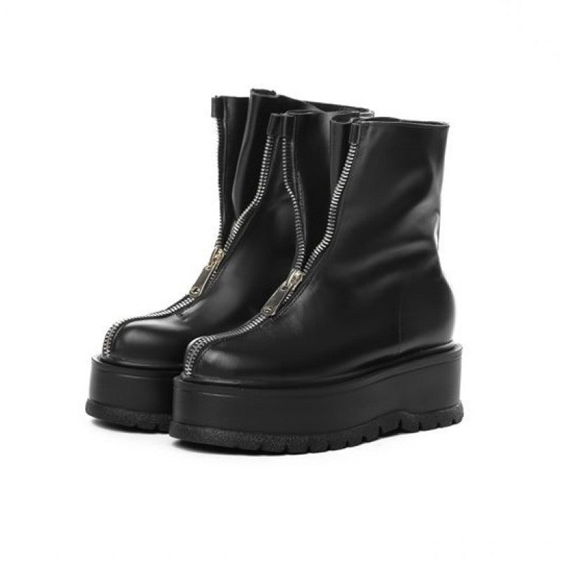 Bocanci dama din piele naturala cu fermoar Zipper