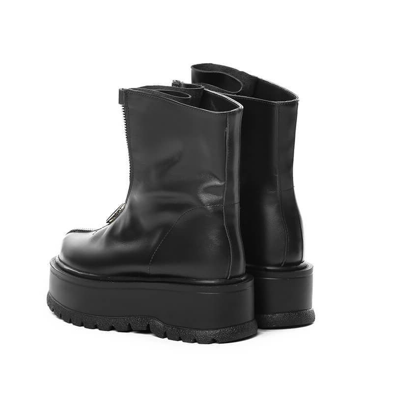 Bocanci dama din piele naturala cu fermoar Zipper