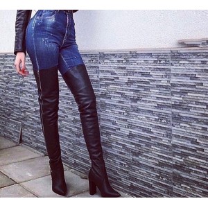 Cizme Lungi cu Fermoar Black Zipper