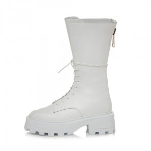 Bocanci Tulum din piele naturala alba