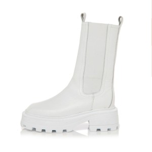 Bocanci Merlin din piele naturala alba