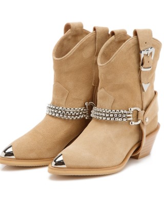 Ciocate / Botine Dama Nude din piele intoarsa Rania  Ciocate / Botine Dama Nude din piele intoarsa Rania