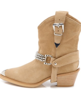 Ciocate / Botine Dama Nude din piele intoarsa Rania  Ciocate / Botine Dama Nude din piele intoarsa Rania