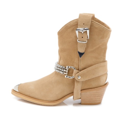 Ciocate / Botine Dama Nude din piele intoarsa Rania 