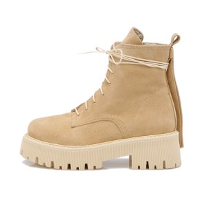 Bocanci New Berrie nude din piele intoarsa