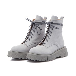 Bocanci Berrie Grey din piele naturala intoarsa