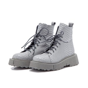 Bocanci Berrie Grey din piele naturala cu imprimeu