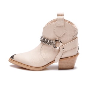 Ciocate din piele naturala Amber Nude Silver Bizon