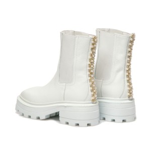 Bocanci Merlin Mini din piele naturala alba