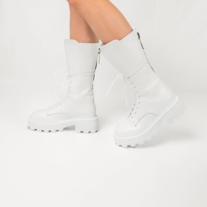 Bocanci Tulum din piele naturala alba