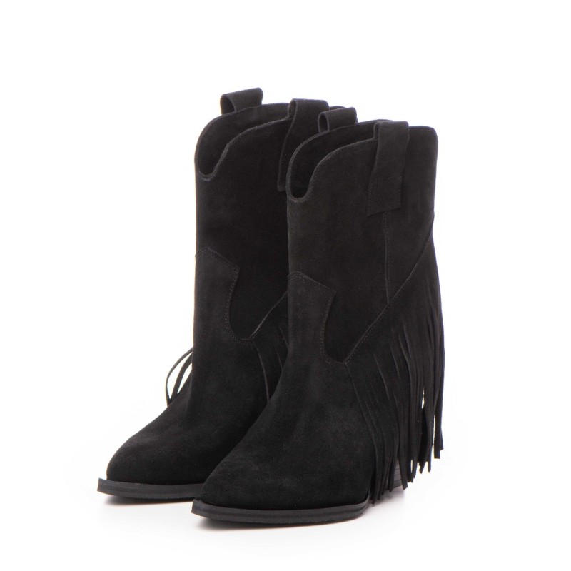 24h Ciocate / Botine Dama Basma Black cu franjuri