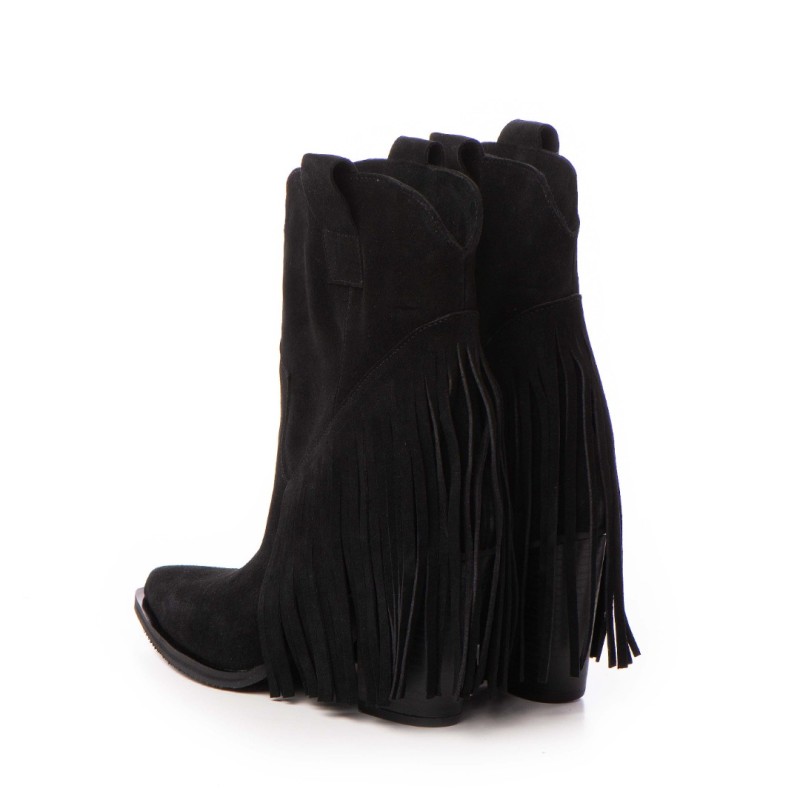 24h Ciocate / Botine Dama Basma Black cu franjuri