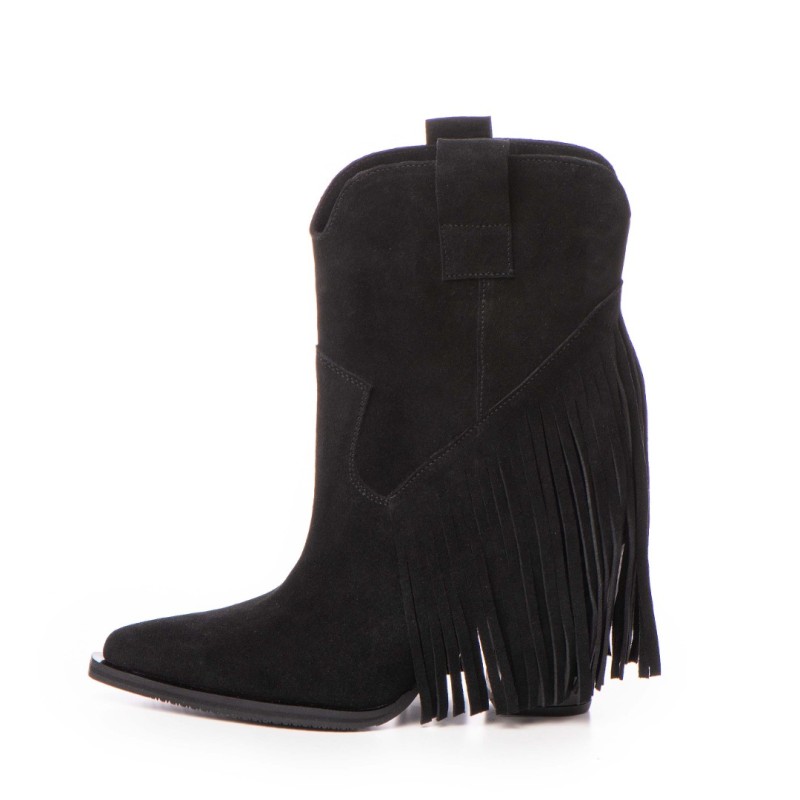 24h Ciocate / Botine Dama Basma Black cu franjuri