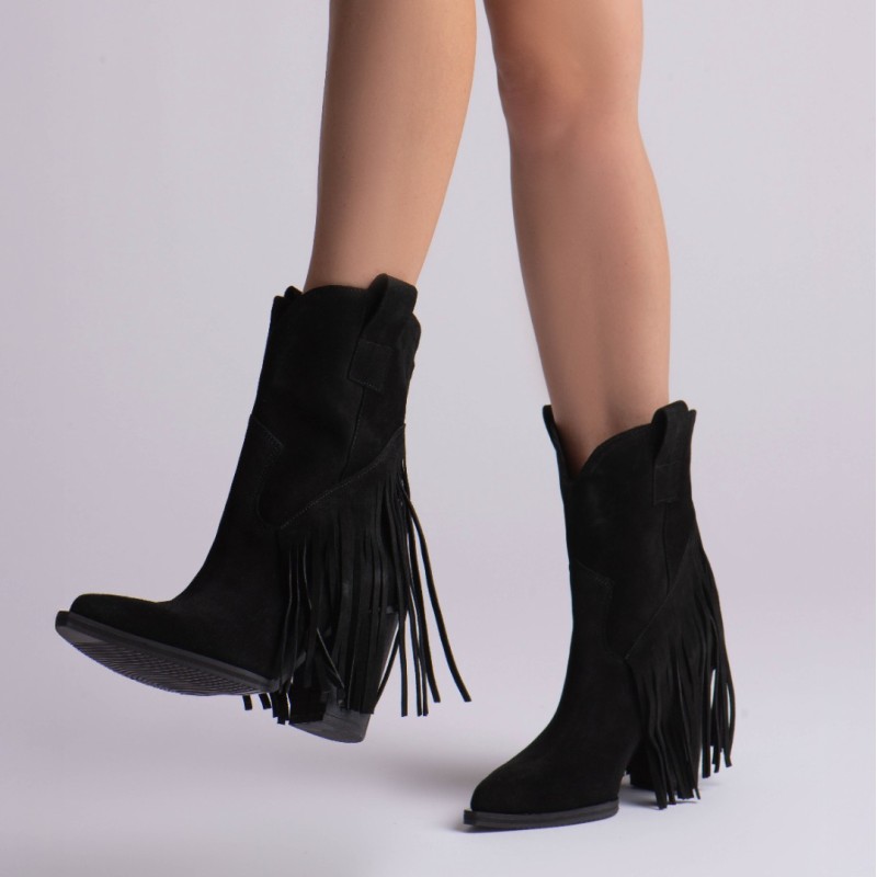 24h Ciocate / Botine Dama Basma Black cu franjuri