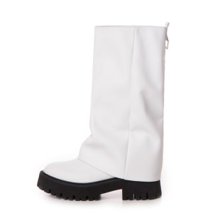 Bocanci Inalti Dama Sabug White din Piele