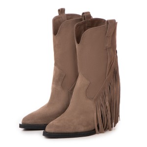 Ciocate / Botine Dama Basma Greje cu franjuri