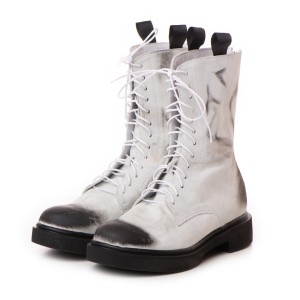 Bocanci Kira White din piele naturala 