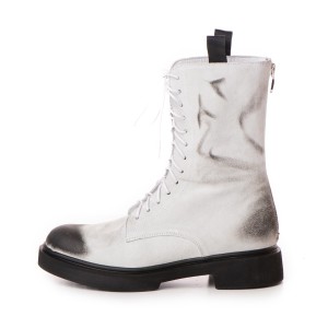 Bocanci Kira White din piele naturala 