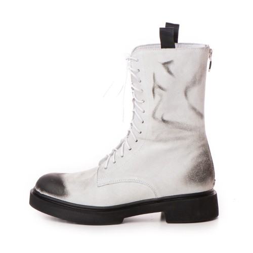 Bocanci Kira White din piele naturala 