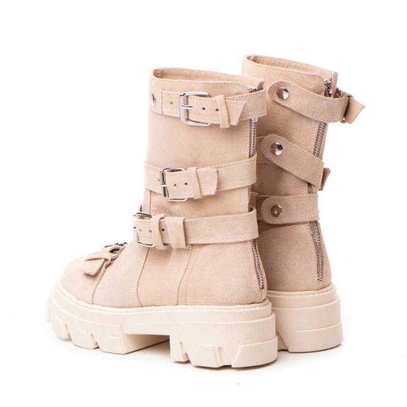 Bocanci Chloe Nude din piele intoarsa