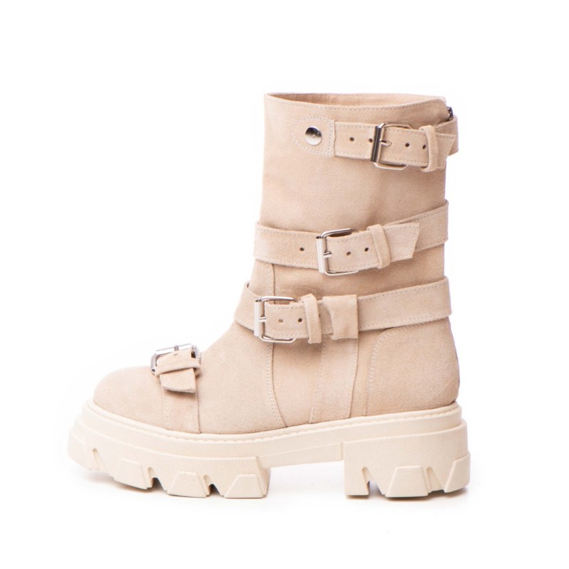 Bocanci Chloe Nude din piele intoarsa