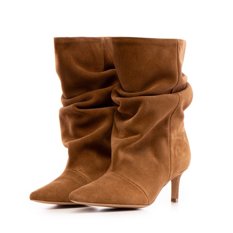 Botine dama Space Brown din piele naturala intoarsa