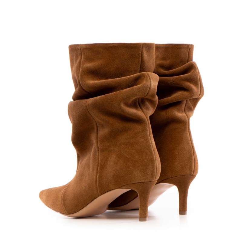 Botine dama Space Brown din piele naturala intoarsa