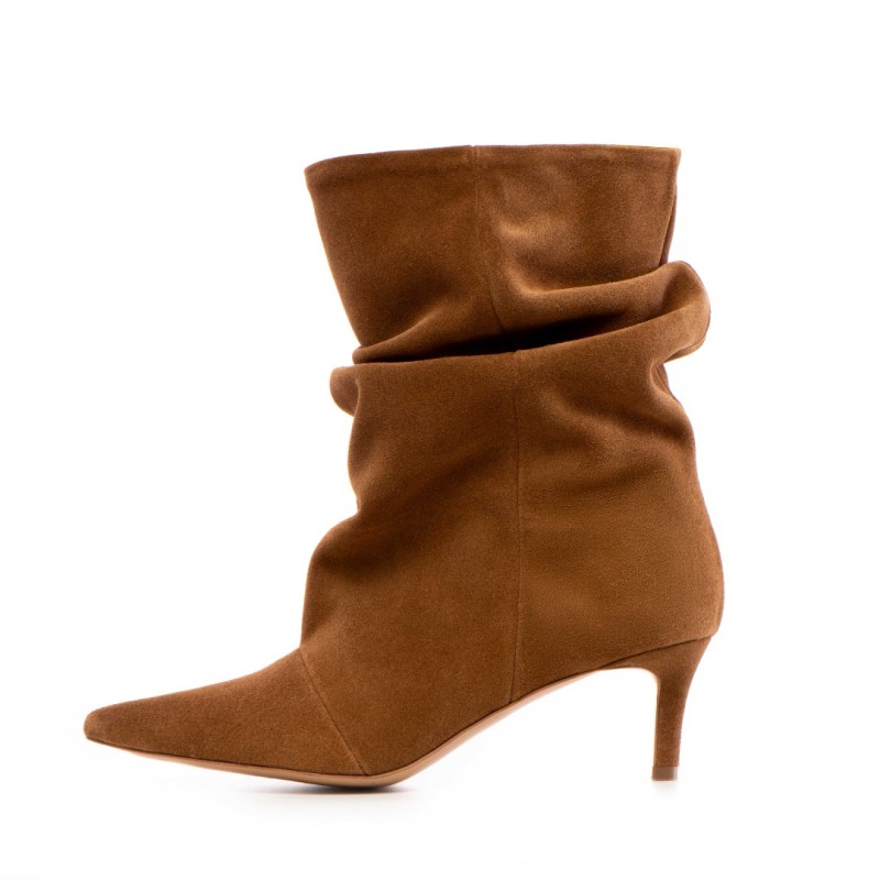 Botine dama Space Brown din piele naturala intoarsa