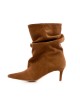 Botine dama Space Brown din piele naturala intoarsa
