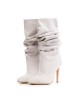 Botine dama Space White din piele naturala intoarsa