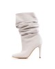 Botine dama Space White din piele naturala intoarsa