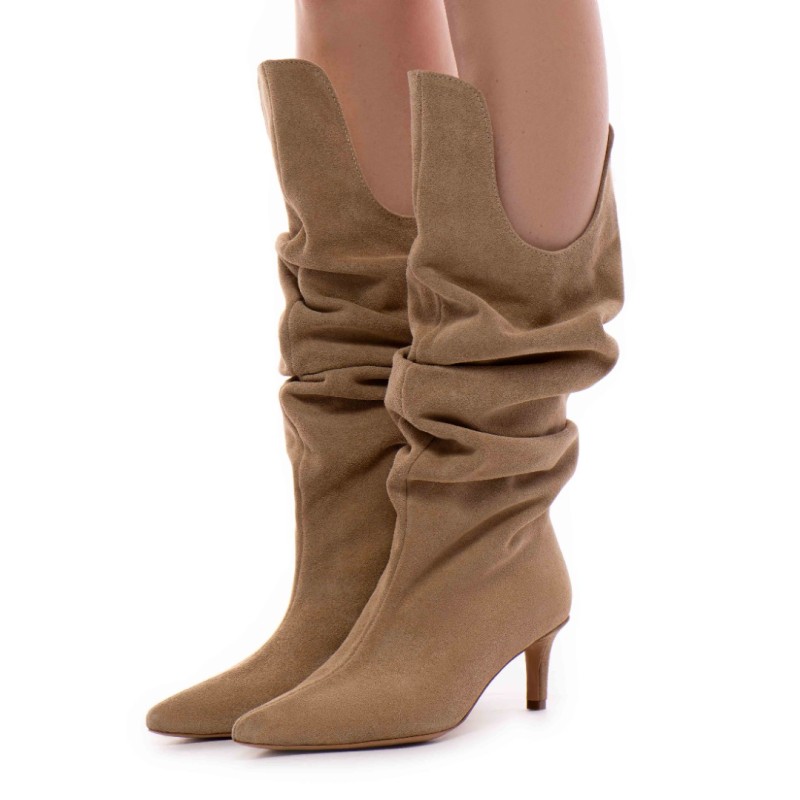 24h Botine dama Addinish  Sand din piele naturala intoarsa