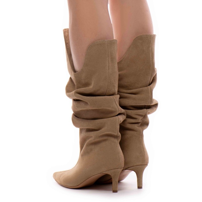 24h Botine dama Addinish  Sand din piele naturala intoarsa