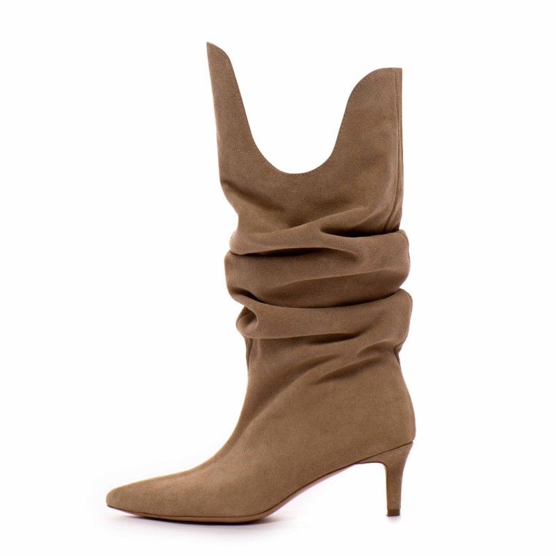 24h Botine dama Addinish  Sand din piele naturala intoarsa