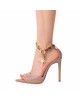 24h Sandale Nude cu imprimeu Gold