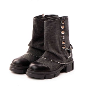 Bocanci Dama Supreme din material de Blug Black